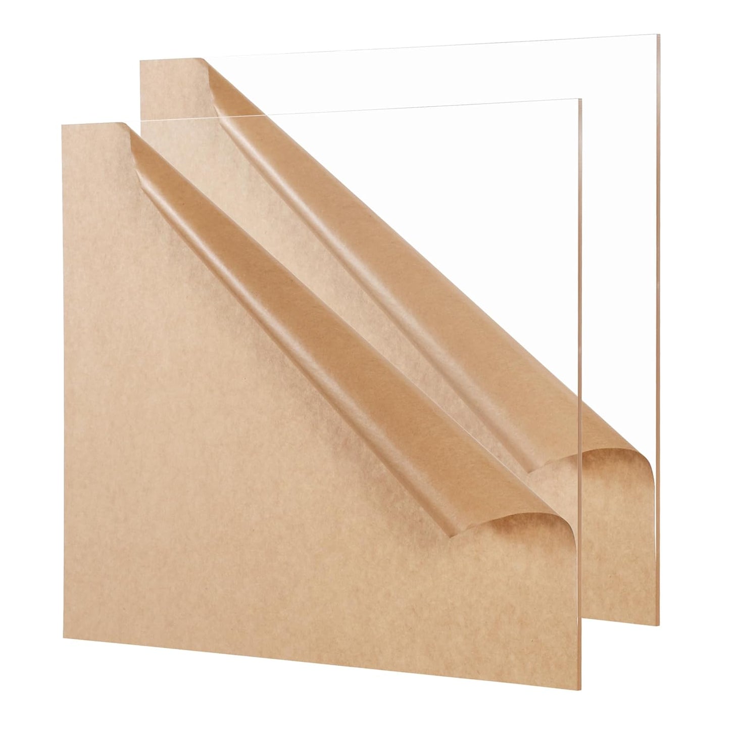 Clear Cast Acrylic Sheet 12" x 12" x 1/8" Thick (3mm), Pack of 2 Plexiglass Square Panel Transparent Plastic Board for Sign, Craft, Display Projects, Laser Cutting, Engrave