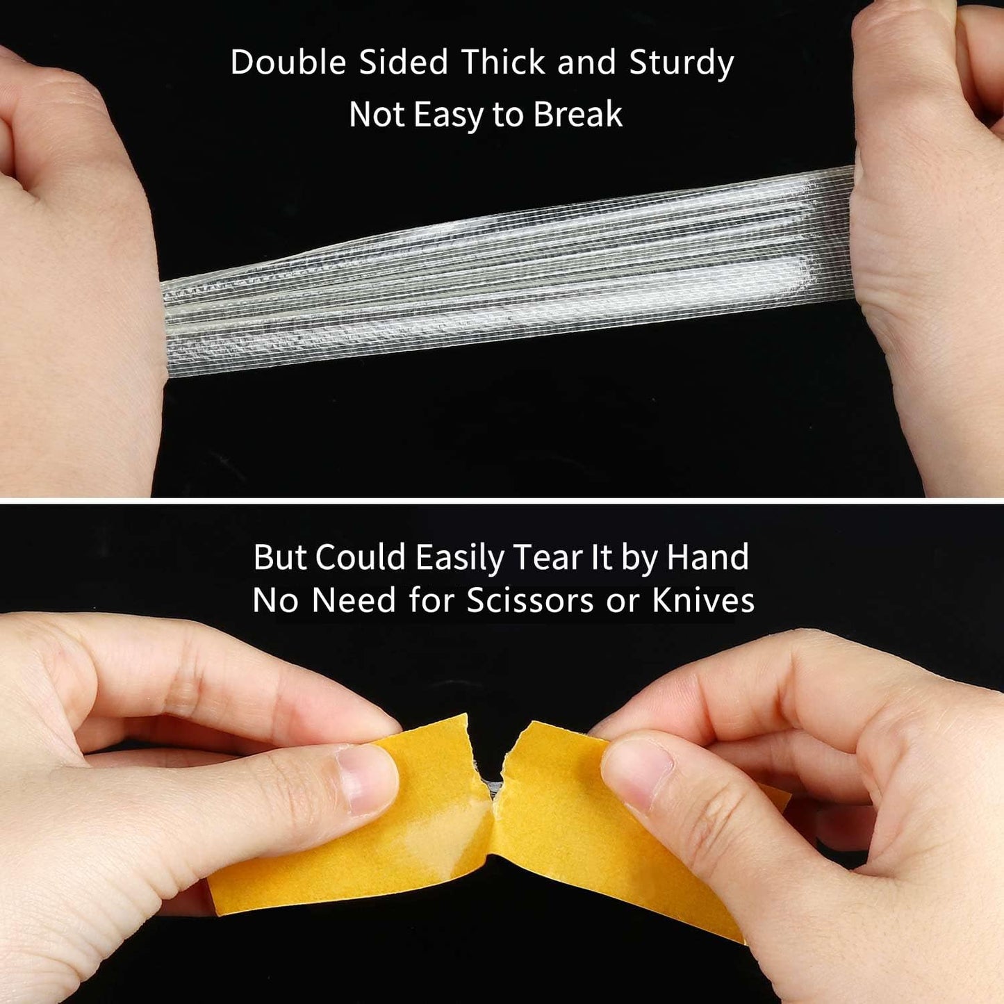 2 Pack Double Sided Tape Heavy Duty Strong Wall Adhesive with Fiberglass Mesh, Super Sticky Insistent Clear Tape, Easy Use Mounting Tape 1.4inX33FT