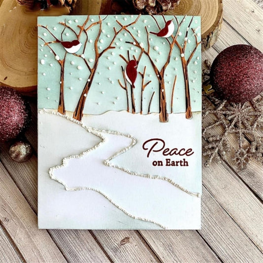 Mvchifay Cutting Dies Happy Birthday Metal Stencils Scrapbooking Tool DIY Emboss Paper Card Making (Roads and Trees-11x14cm)