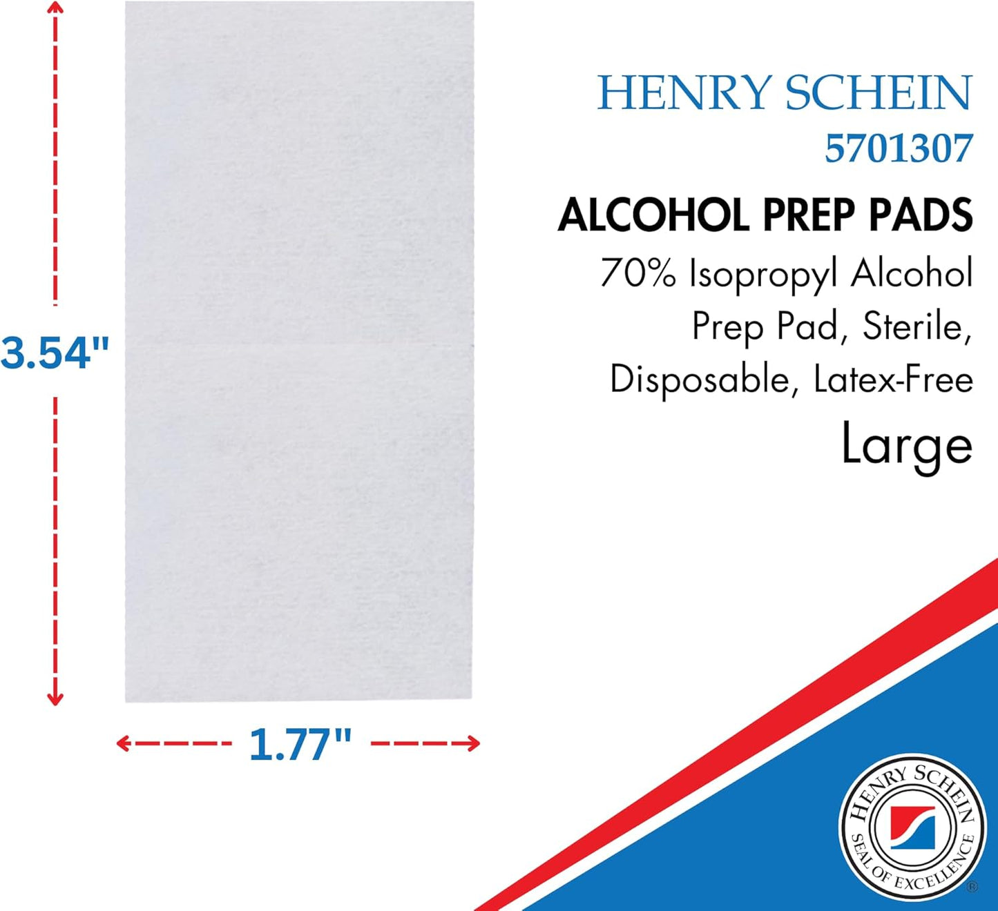 Henry Schein Large Alcohol Prep Pads (2 Boxes, 400 Total) – 70% Isopropyl Alcohol Wipes, Individually Wrapped – 2-Ply, Textured – Skin Prep Alcohol Swabs – Sterile Pads