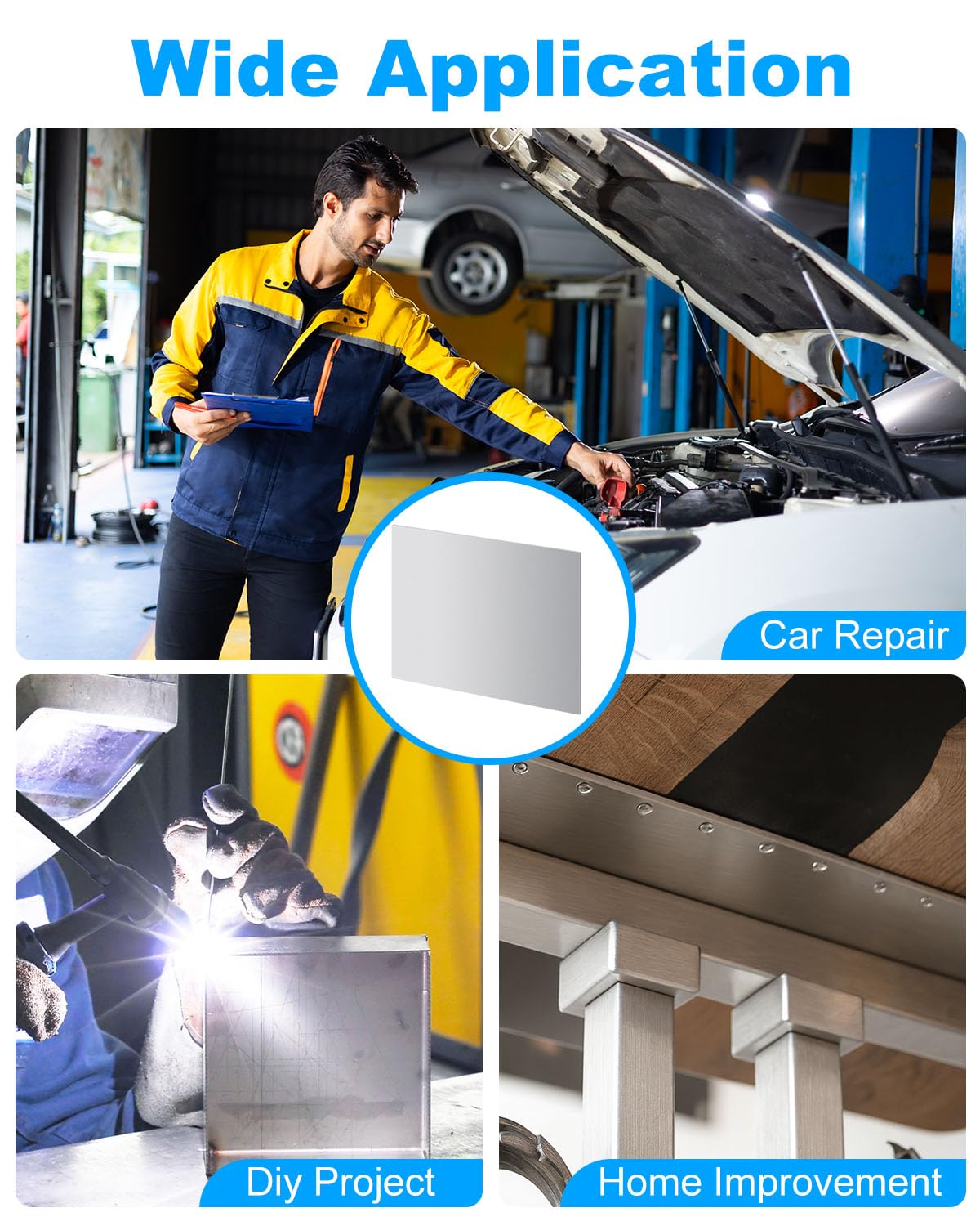 4 Pcs 20 Gauge Sheet Metal Plates, 12" x 6" Cold Rolled Steel Plates, Weldable Steel Sheet Metal for Professional, Industrial, DIY Use