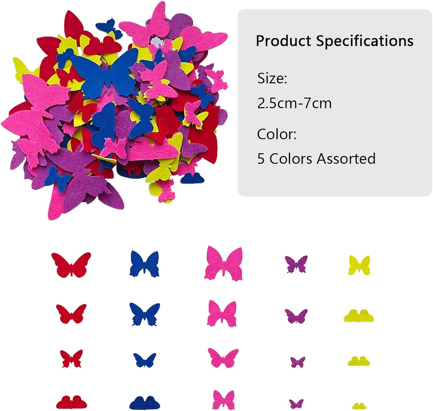Jtnohx Butterfly Stickers, Felt Stickers for Kids, Felt Butterfly for Crafts, Craft Supplies for Scrapbooking 145pcs 1" to 3" Size