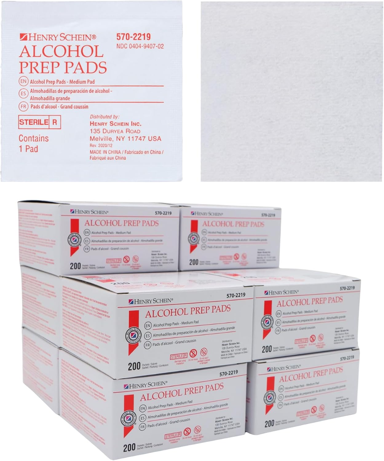 Henry Schein Alcohol Prep Pads, Medium Size, 2,000 Count - 70% Isopropyl Alcohol, Individually Wrapped, Sterile Wipes for Medical & Everyday Use