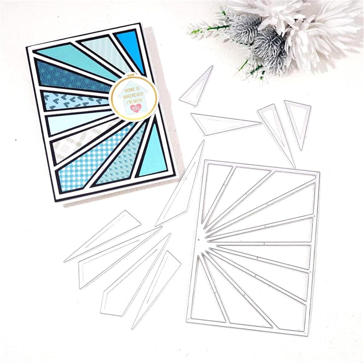 Cutting Dies Metal Stencils Scrapbooking Tools Flowers Lace Frame DIY Embossing Template for Paper Card Making Album Arts Crafts Supplies (Sun Frame-14x10cm)