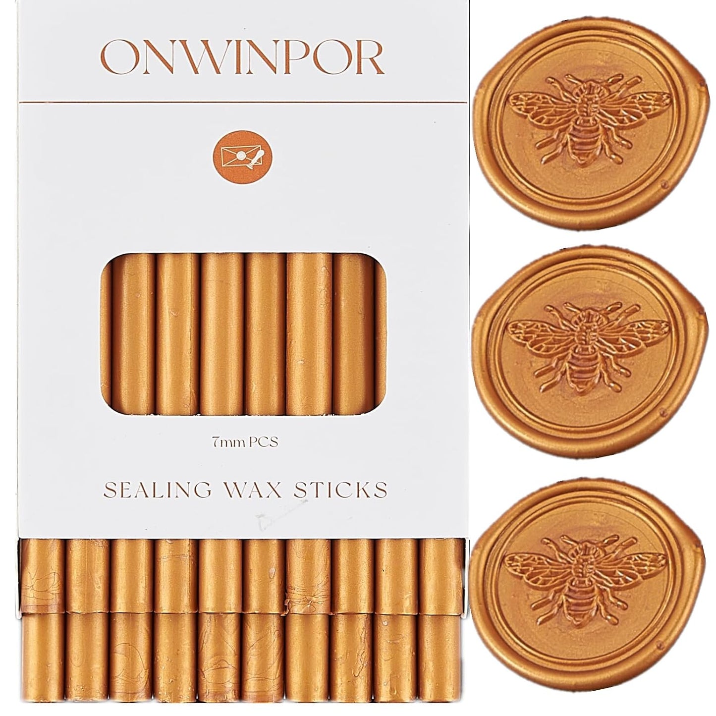 Wax Seal Sticks Gold, ONWINPOR 20pcs Glue Gun Wax Sealing Sticks for Waxseal Stamp, Waxsealsticks Suit to 0.28'' Glue Gun, Wedding Invitations(Gold)