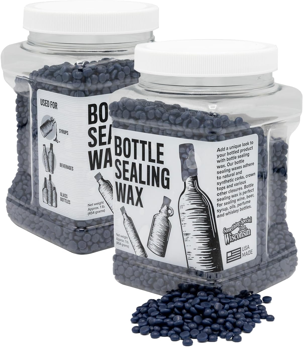 Blended Waxes, Inc. Bottle Sealing Wax, Pastille Wax Seal Beads For Wine, Beer, and Liquor Bottle Sealing, Seals Between 25-30 Bottles, 1 lb, Navy Blue