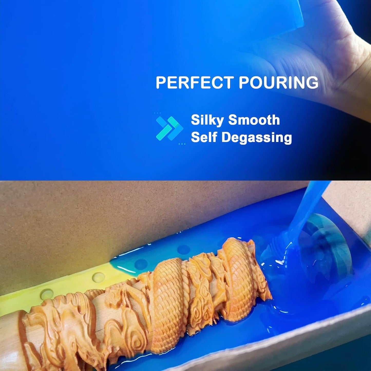 BBDINO Silicone Mold Making Kit 30A - Platinum Liquid Silicone for Molds Making 2 Gallons 1:1 by Volume- Ideal for Silicone, Resins, Soap, Concrete, Wax Molding Sapphire Blue