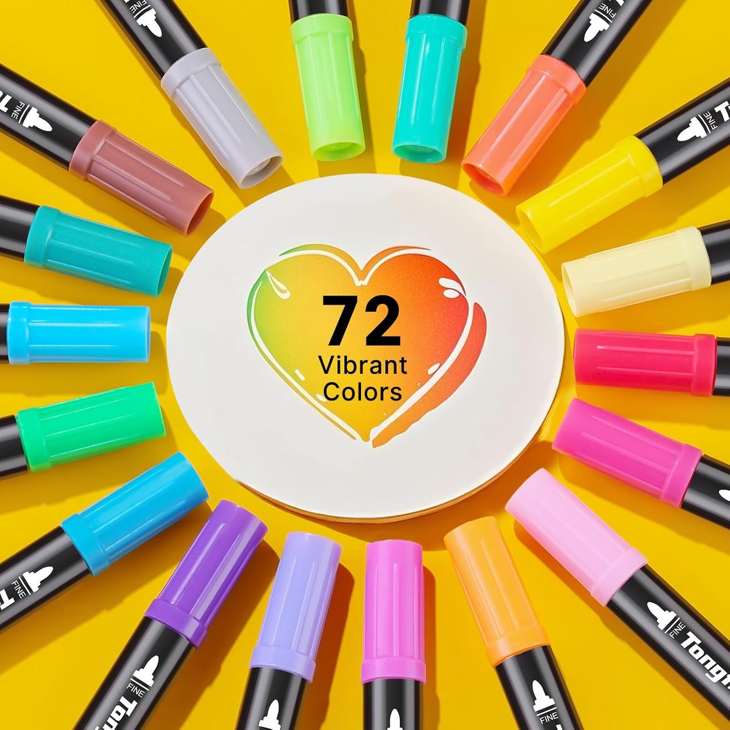 Tongfushop 72 Colors Acrylic Paint Markers, Dual Tip Acrylic Paint Pens with Brush Tip & Fine Tip, Wood Markers for Rock Painting, Wood, Canvas, Stone, Glass, Ceramic, DIY Crafts, Art Supplies
