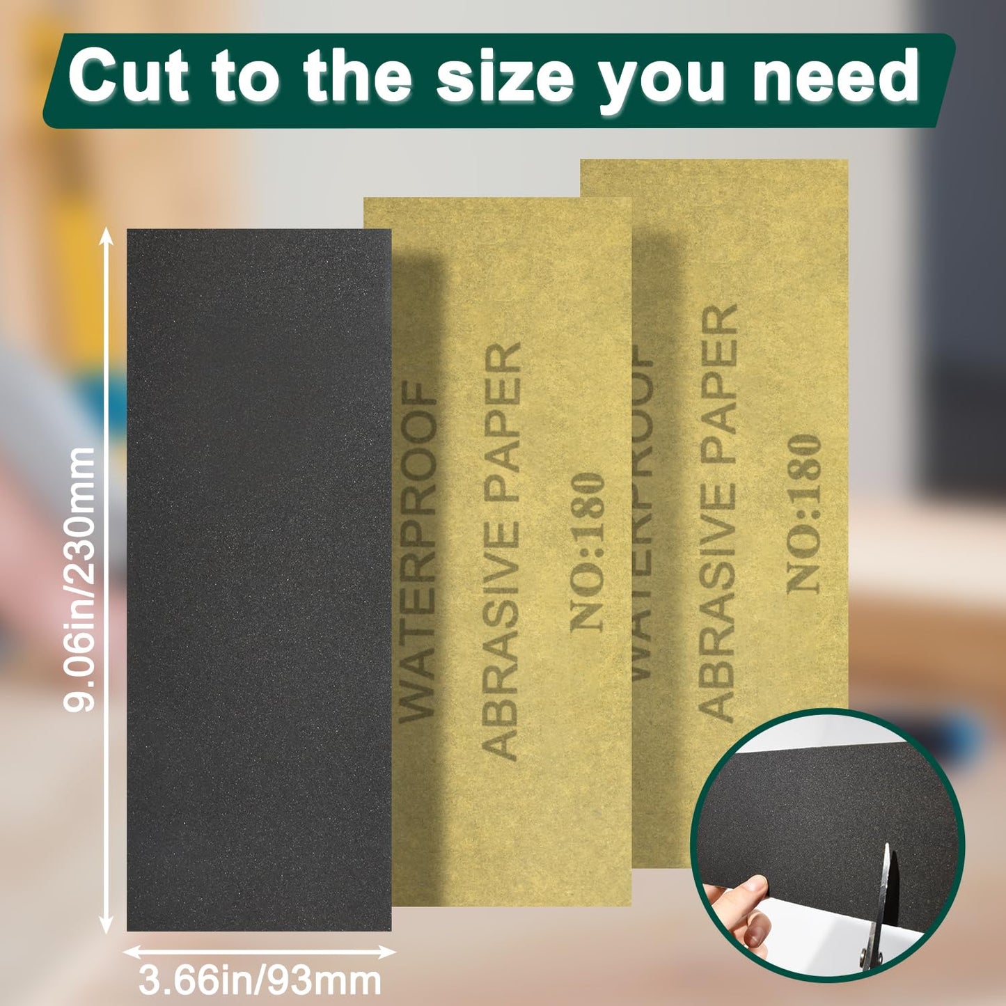 20PCS Sand Paper 180 Grit Sandpaper Sheets, 9 x 3.6 Inch Wet Dry Sandpaper Sheets, Sand Paper for Metal, Wood Furniture, Automotive and Crafts