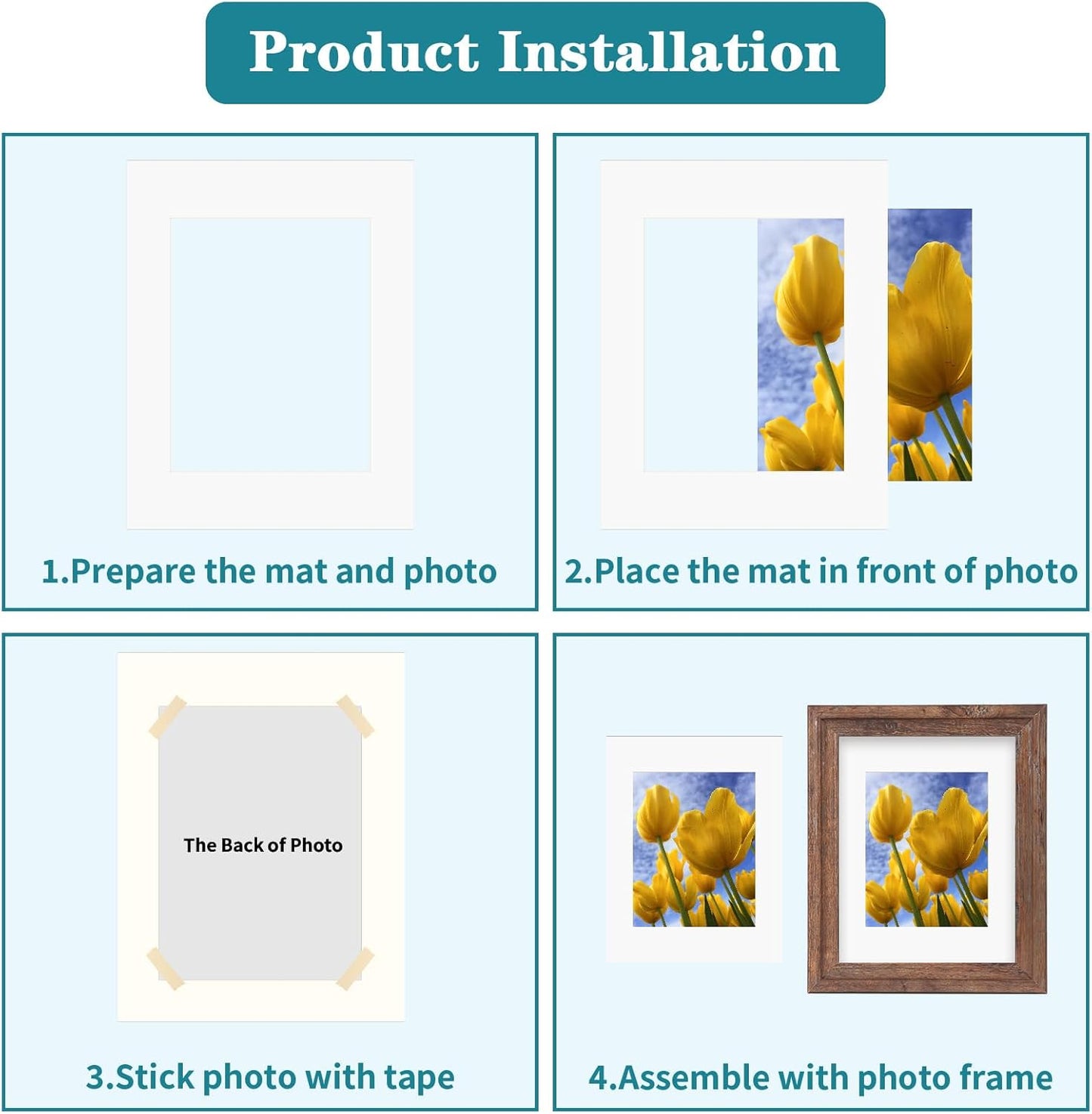 ZBEIVAN 11x14 White Picture Mats with Core Bevel Cut Frame Mattes for 8x10 Pictures - Pack of 5