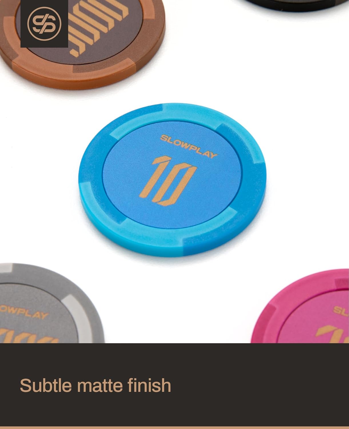 SLOWPLAY Godel Clay Poker Chips, 14 Grams Heavyweight Clay Composite, 40mm Large Chips in Bulk, Pack of 50 with Denomination of 5
