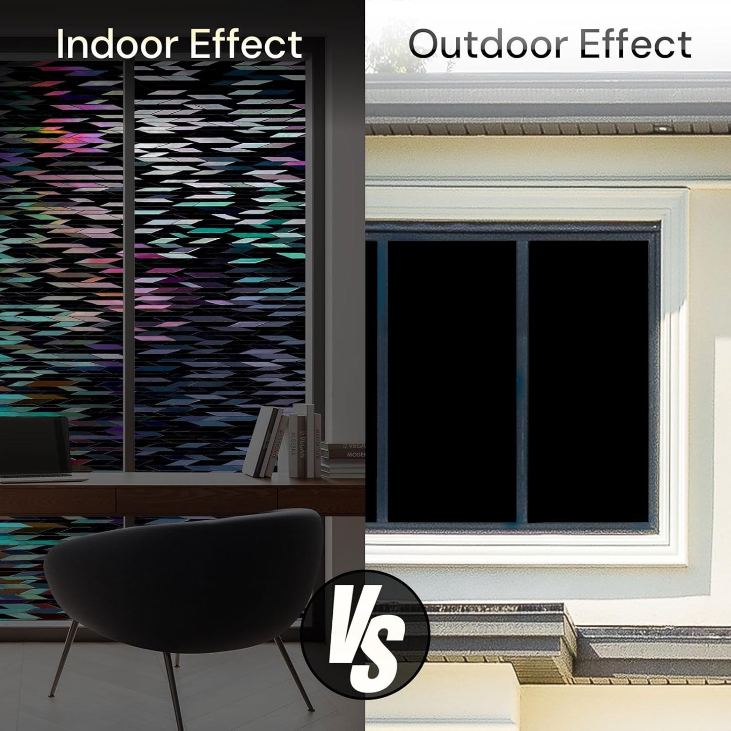 rabbitgoo Window Privacy Film, Total Blackout Window Film, Stained Glass Heat Control Glass Thermal Sticker, Room Darkening Door Cover, Anti-UV Privacy Cling with Installation Tools, 35.4" x 157.4"