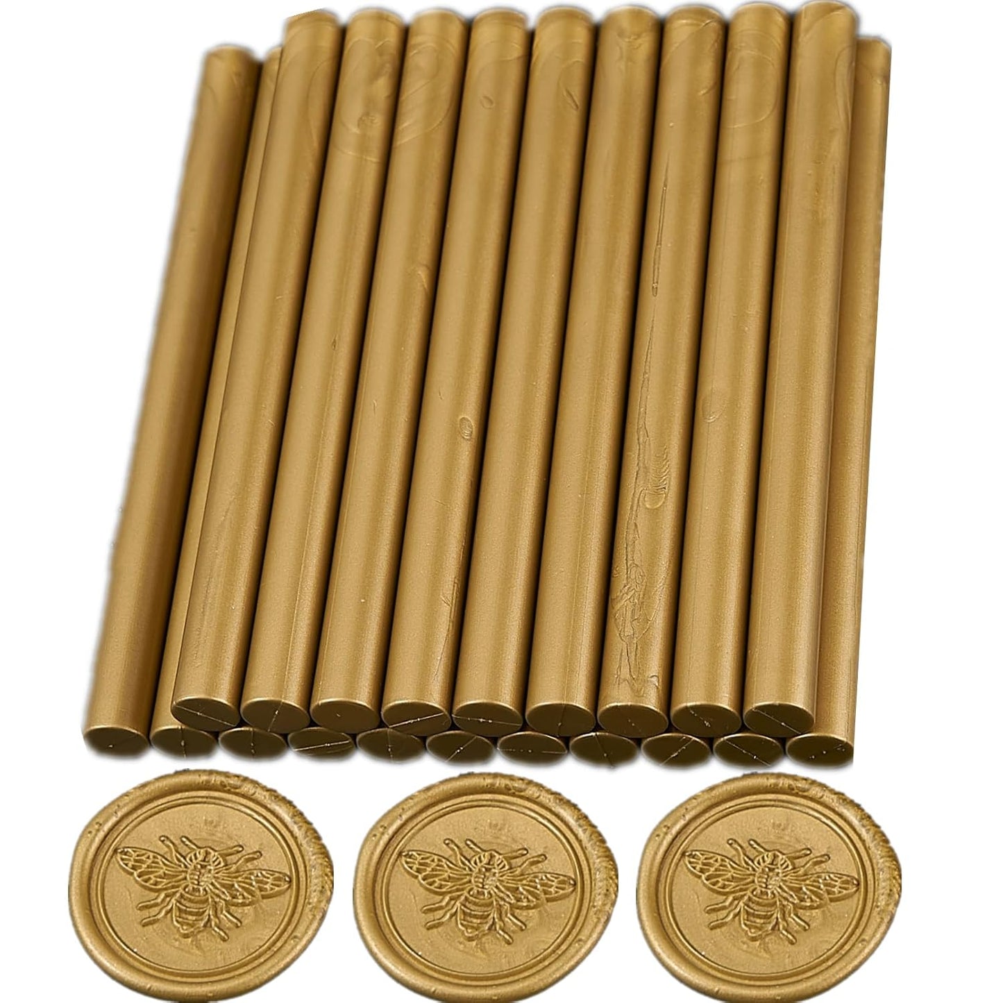 Copper Gold Wax Seal Sticks, ONWINPOR 20pcs Antique Gold Wax Sealing Sticks for Waxseal Stamp, Mini Sealingwaxsticks Suit for 0.28''Glue Gun (Yellow Copper)
