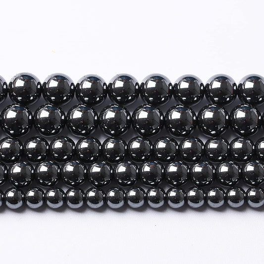 36pcs 12mm AAA Black Hematite Beads Crystal Energy Stone Healing Power Natural Stone Gemstone Round Loose Beads for Jewelry Making DIY Bracelets