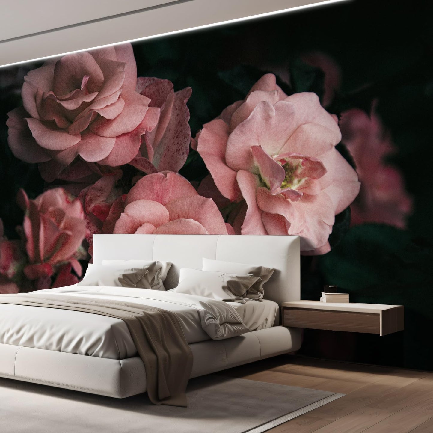 wall26 Removable Wall Sticker/Wall Mural Close Up Dark Rose Flower Blossoms Nature Wilderness Photography Decorative Botanical Relax/Calm Floral for Living Room, Bedroom, Office - 132x192 inches