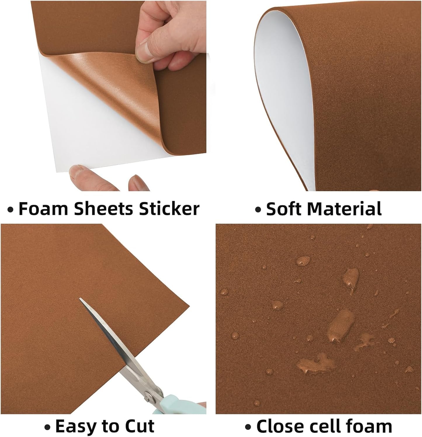 MEARCOOH Self Adhesive Foam Sheets, Brown 9x12 Inch 2mm Sticky Eva Foam Paper for Crafts Cardmaking Photo Frames Classroom Scrapbooking Christmas Crafts (Brown 10 Sheets)