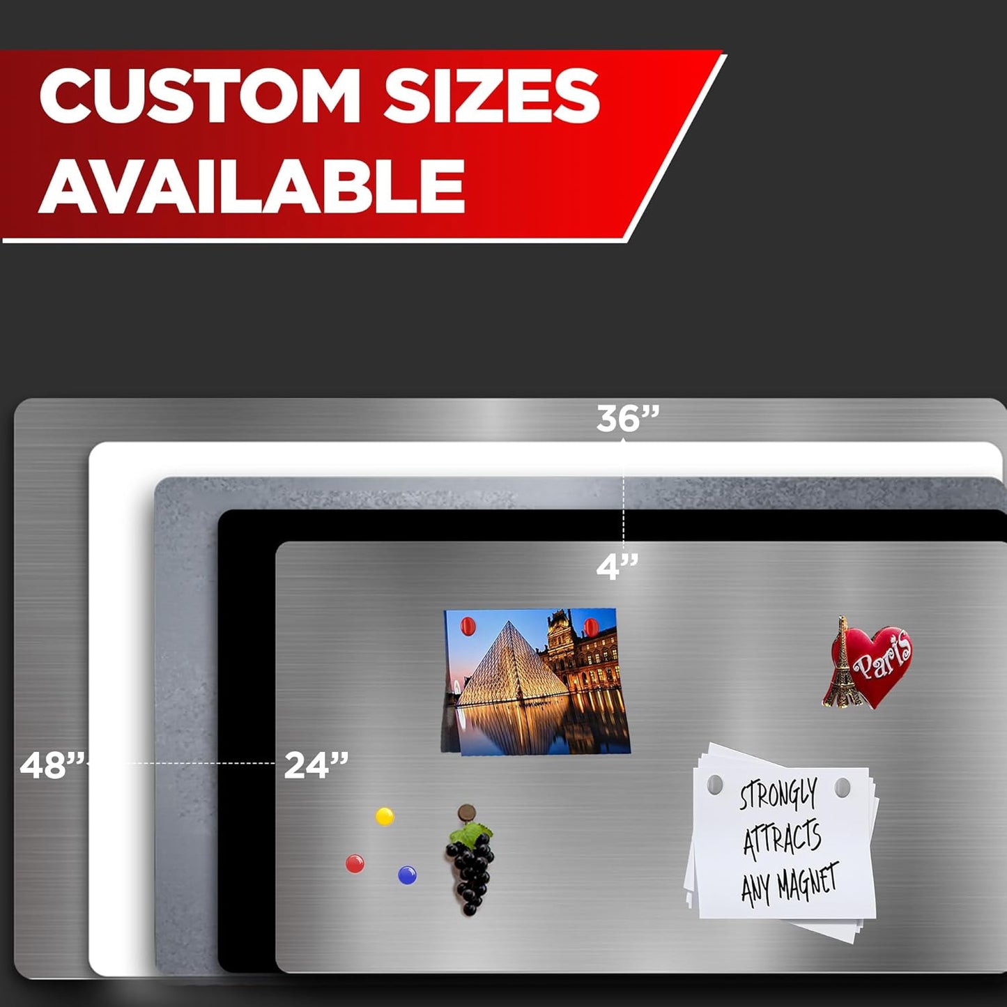 Diamond Life Magnetic Board - Memo & Vision Board for Home, Office, and Classroom - Magnet Board for Kids - Pre-drilled Mounting Screws Included (White 36"x48")