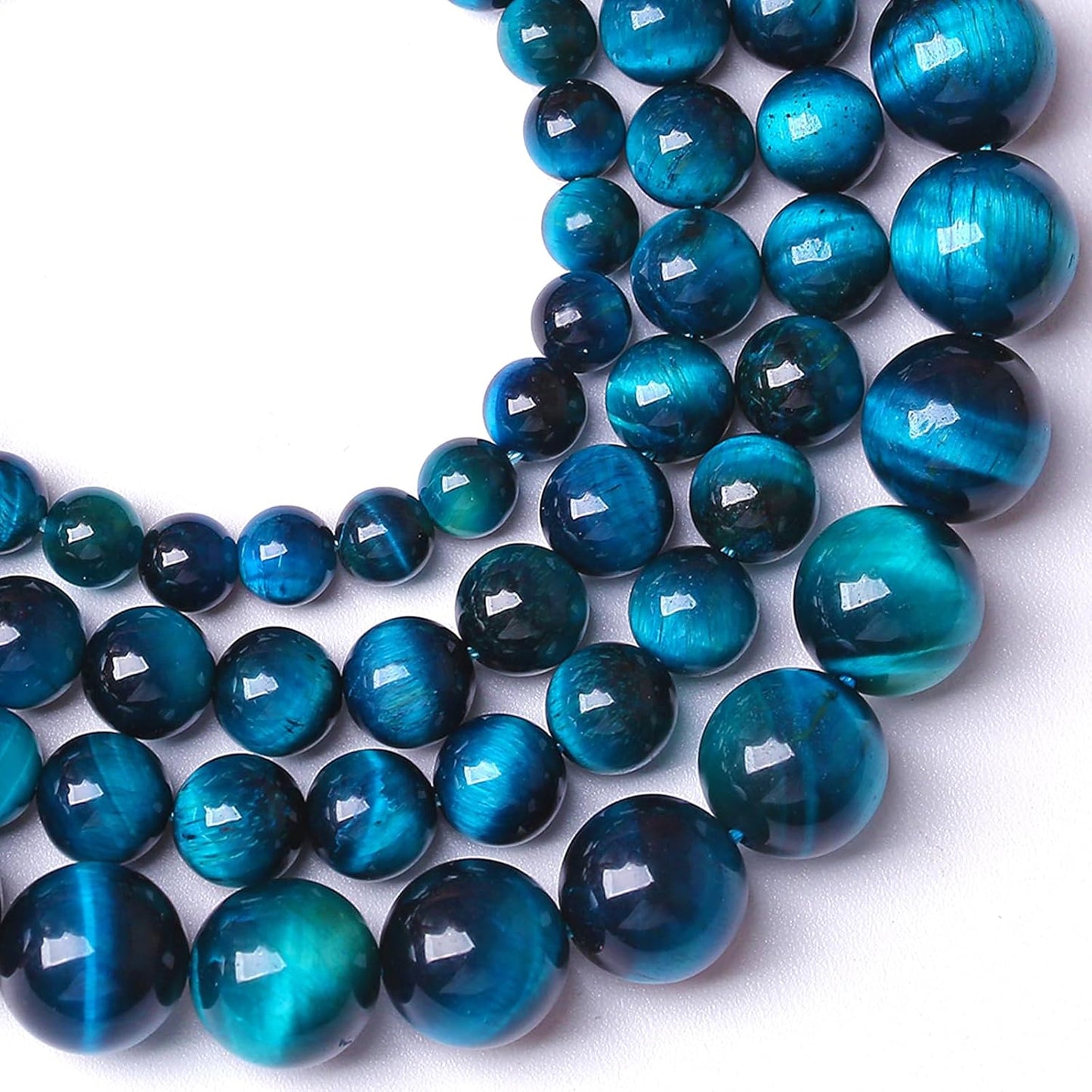 12MM 32pcs Natural Royal Blue Tiger Eye Stone Energy Healing Beads Round Loose Beads for Jewelry Making Bracelet 1 Strands 15"