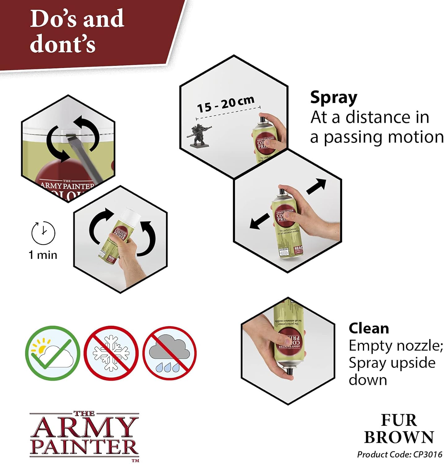The Army Painter Colour Primer Fur Brown, 400 mL Acrylic Spray Primer, Spray Paint Basecoat for Miniature Priming, Tabletop Roleplaying, Boardgames, and Wargames Miniature Modelling