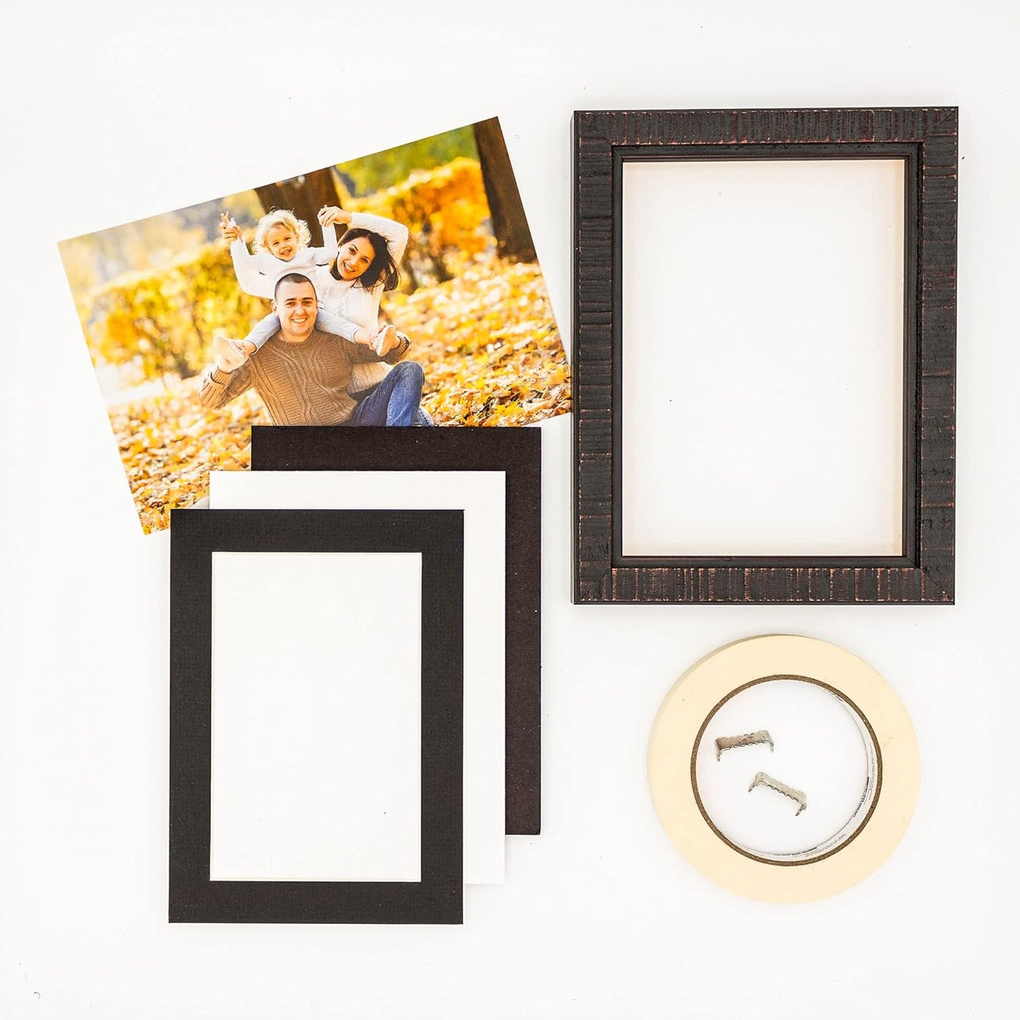 Pack of 25 Acid Free 8.5x11 Mats Bevel Cut for 7x9 Photos - Textured Black Precut Matboards With Backing Boards and Clear Photo Mat Bags For Pictures, Photos, Framing - 4-ply Thickness