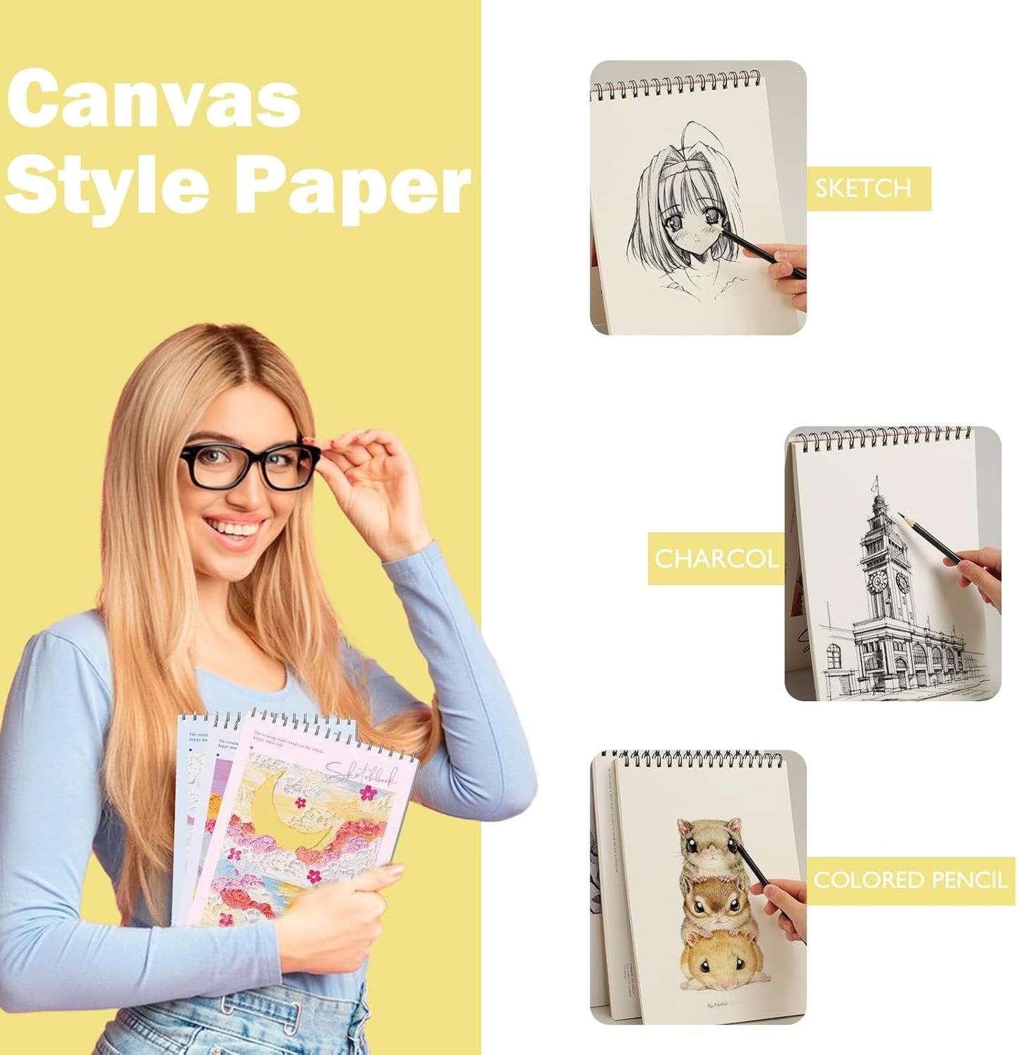 Pink CoverSketchbook 8 x 11.5, Drawing Book 90 Pages Drawing Paper for Kids, Drawing Paper for Kids, Adults, Painting, Drawing & Art Supplies (Pink)