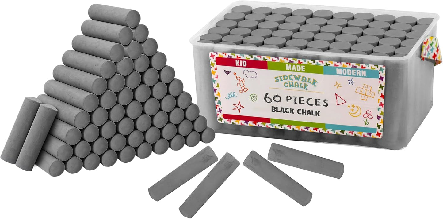 Kid Made Modern 60 Count Pack of Sidewalk Chalk – Black