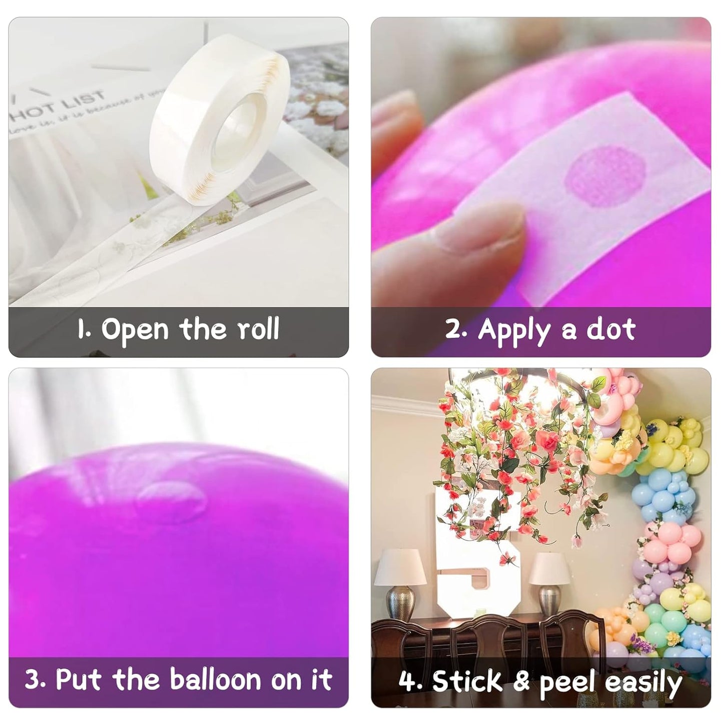 WISYOK 4000 Pcs Glue Points for Balloons, Removable Double-Sided Adhesive Points, Craft, Wedding Decoration Point Stickers