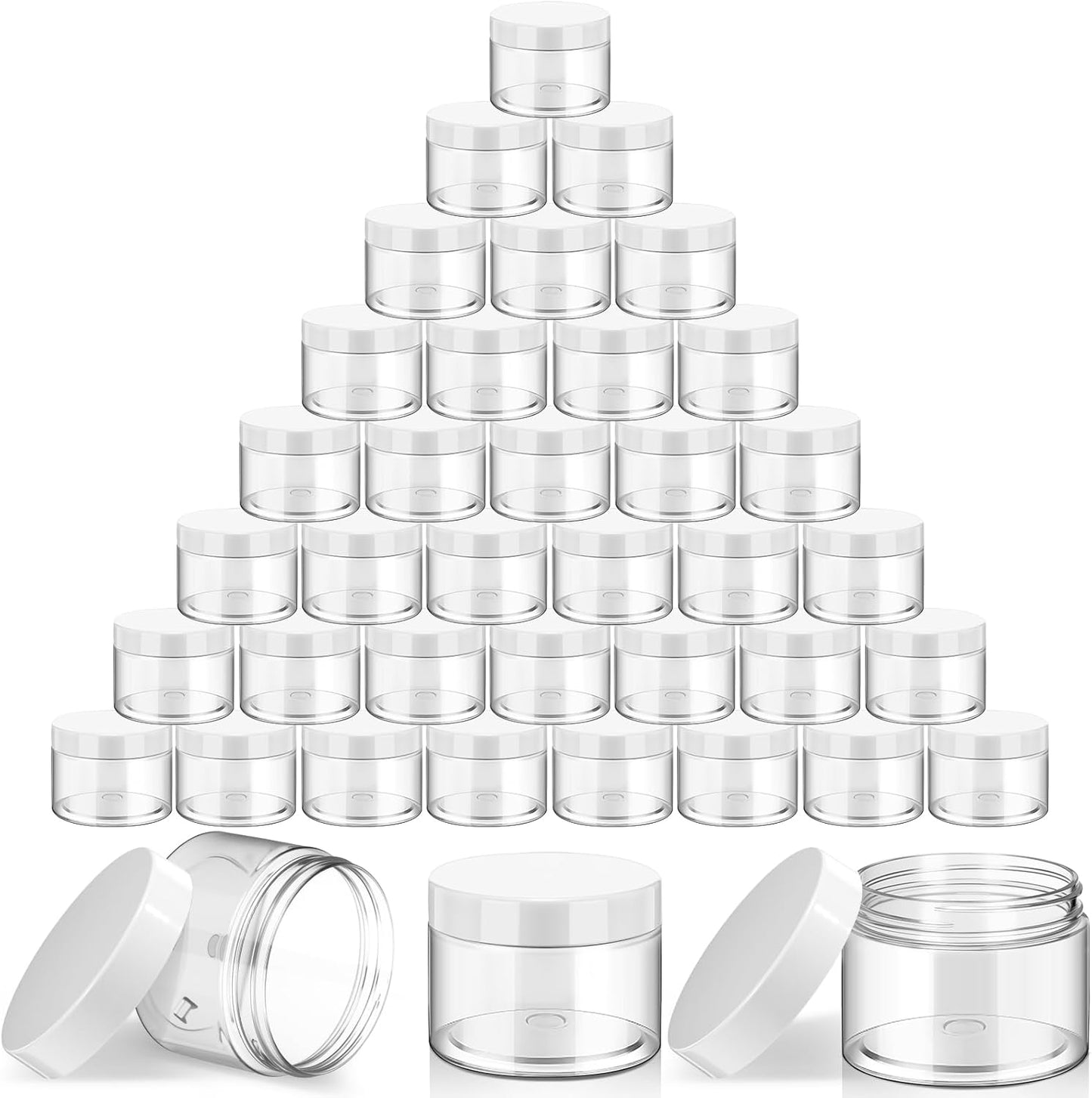 SATINIOR 36 Pieces 6 oz Plastic Jars with Lids Wide Mouth Airtight Reusable Container Acrylic Cosmetic Small Jars for Lotions Ointments Travel Toiletries Creams Make up Storage(White)