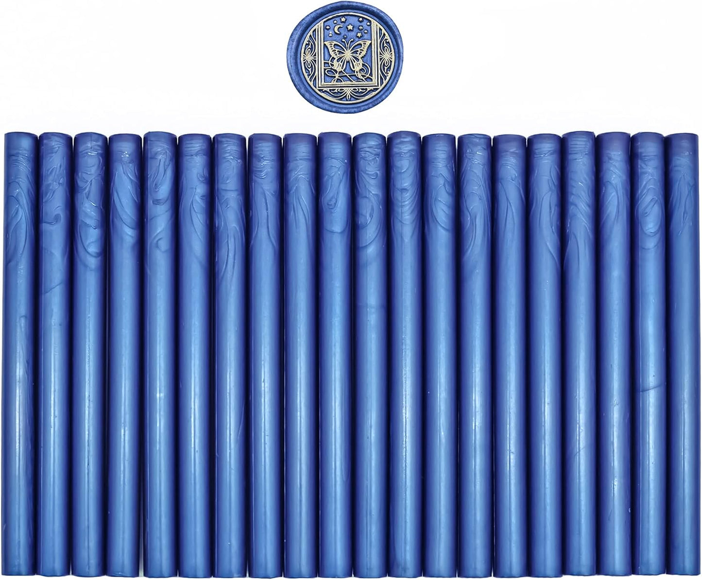 SWANGSA 20 Pieces Glue Gun Sealing Wax Sticks Navy Blue for Wax Seal Stamp, Great for Wedding Invitations, Cards, Envelopes, Wine Packages, Gift Wrapping (Navy Blue)