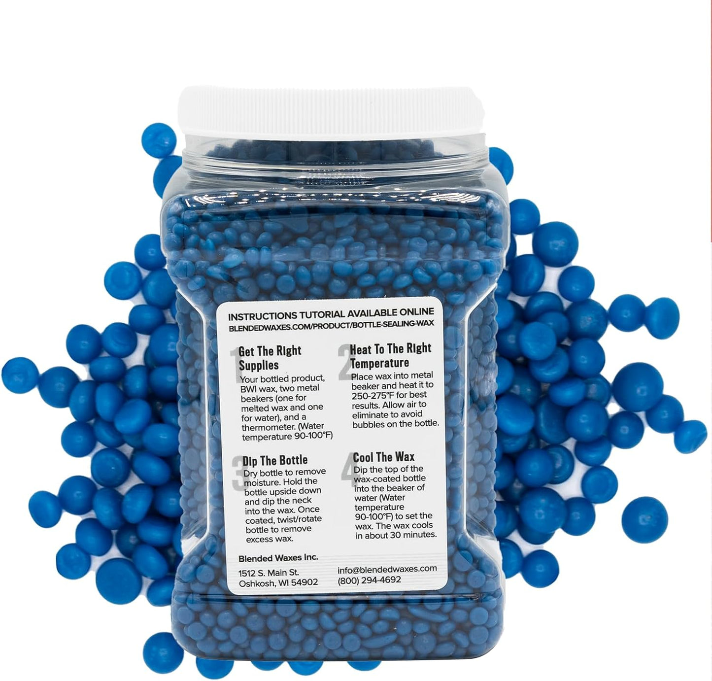 Blended Waxes, Inc. Bottle Sealing Wax Beads, Premium Pastille Wax Seal Beads For Wine, Beer, and Liquor Bottle Closure, Seals Between 25-30 Bottles, 1 lb, Bright Blue