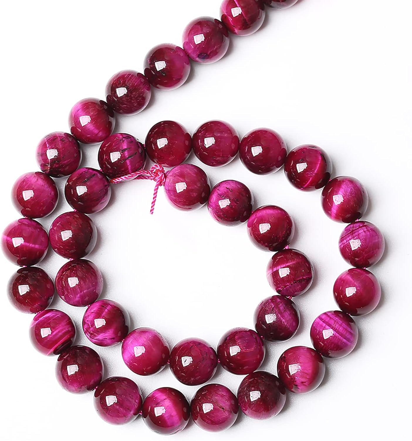 180PCS 4mm Rose Red Tiger Eye Gemstone Loose Beads Natural Round Loose Stone Beads for Jewelry Making DIY Bracelet Necklace Earrings 2 Strand 32"