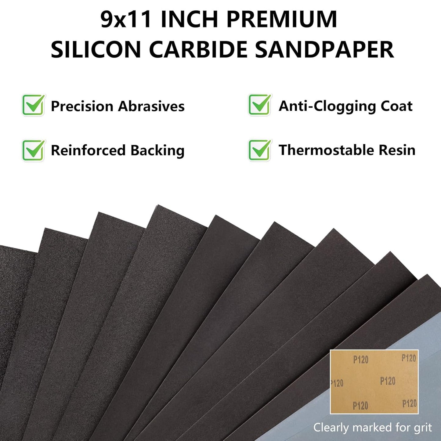 1500 Grit Sandpaper, 9 x 11 Inch Wet Dry Sand Paper Hand Abrasive Sanding Sheets for Wood Metal Automotive Sanding and Polishing, Fine - 10 Sheets