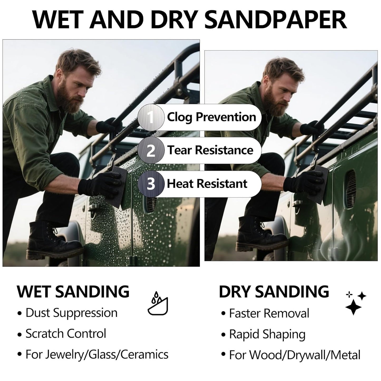 100 Grit Sandpaper, 9 x 11 Inch Wet Dry Sand Paper Hand Abrasive Sanding Sheets for Wood Metal Automotive Sanding and Polishing, Coarse - 10 Sheets