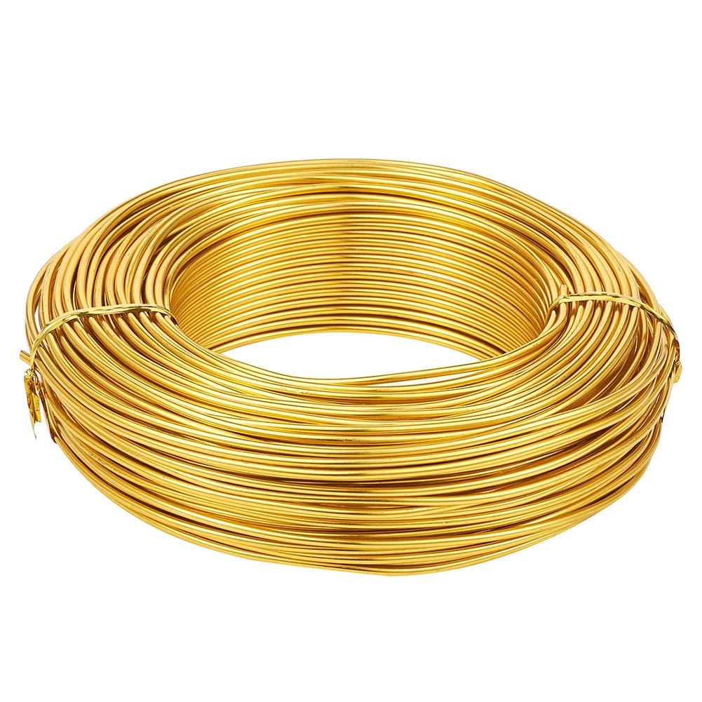 Fashewelry 114 Feet 10 Gauge Aluminum Wire Gold Bendable Metal Craft Wire for Beading Jewelry Craft Making (2.5mm)