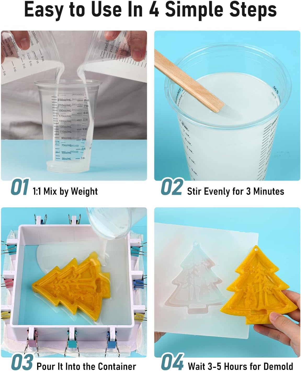 Nicpro 140oz Silicone Mold Making Kit, 15A Platinum Liquid Silicone Rubber, Flexible Silicone Molds Maker Mix Ratio 1:1 for Casting 3D Resins Candle Soap Molds DIY with Gloves, Sticks, Mixing Cups