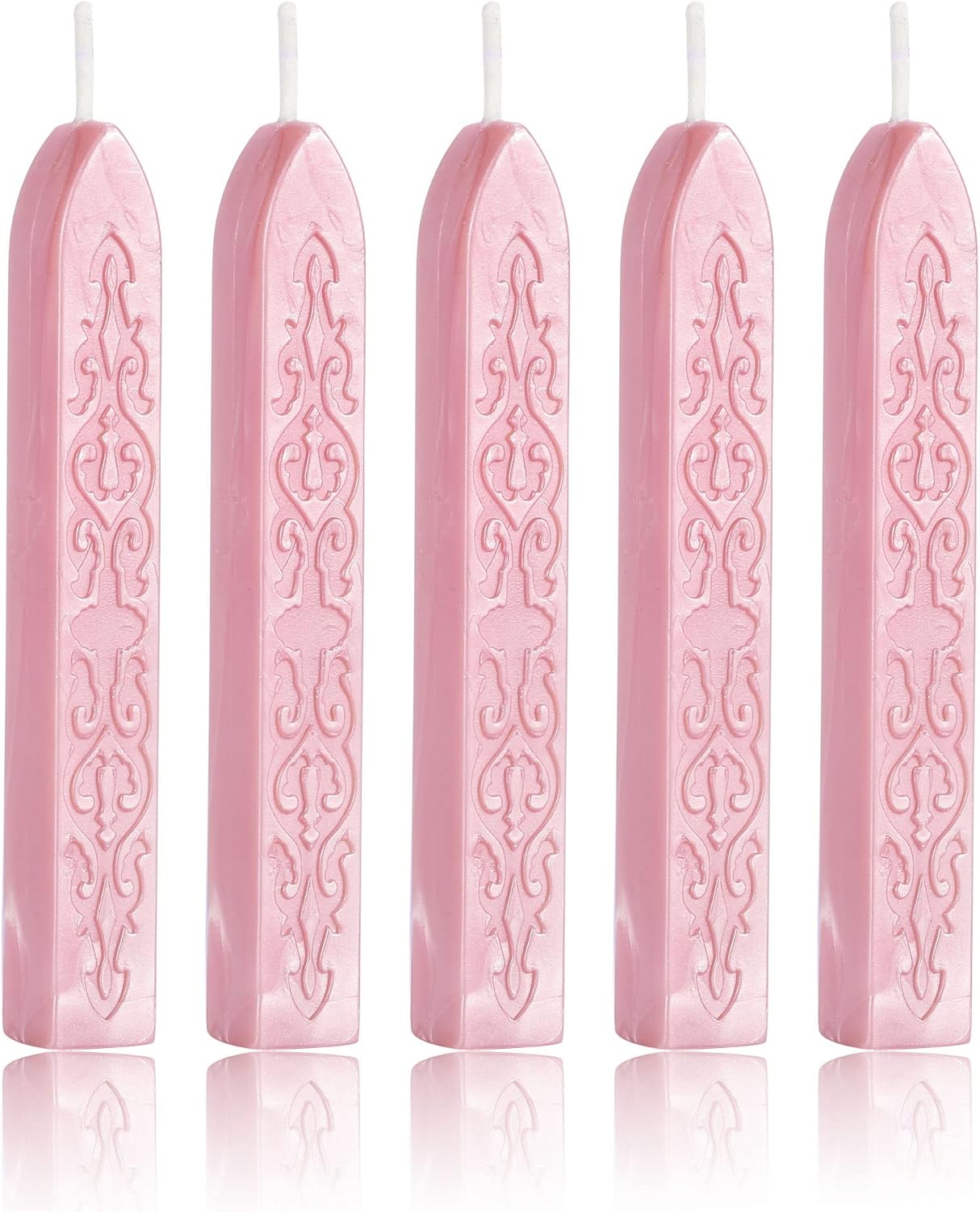 Yoption 5 Pcs Totem Fire Manuscript Sealing Sticks with Wicks Multi-Color Cord Wick Sealing Wax for Postage Letter Retro Vintage Wax Seal Stamp (Pink)