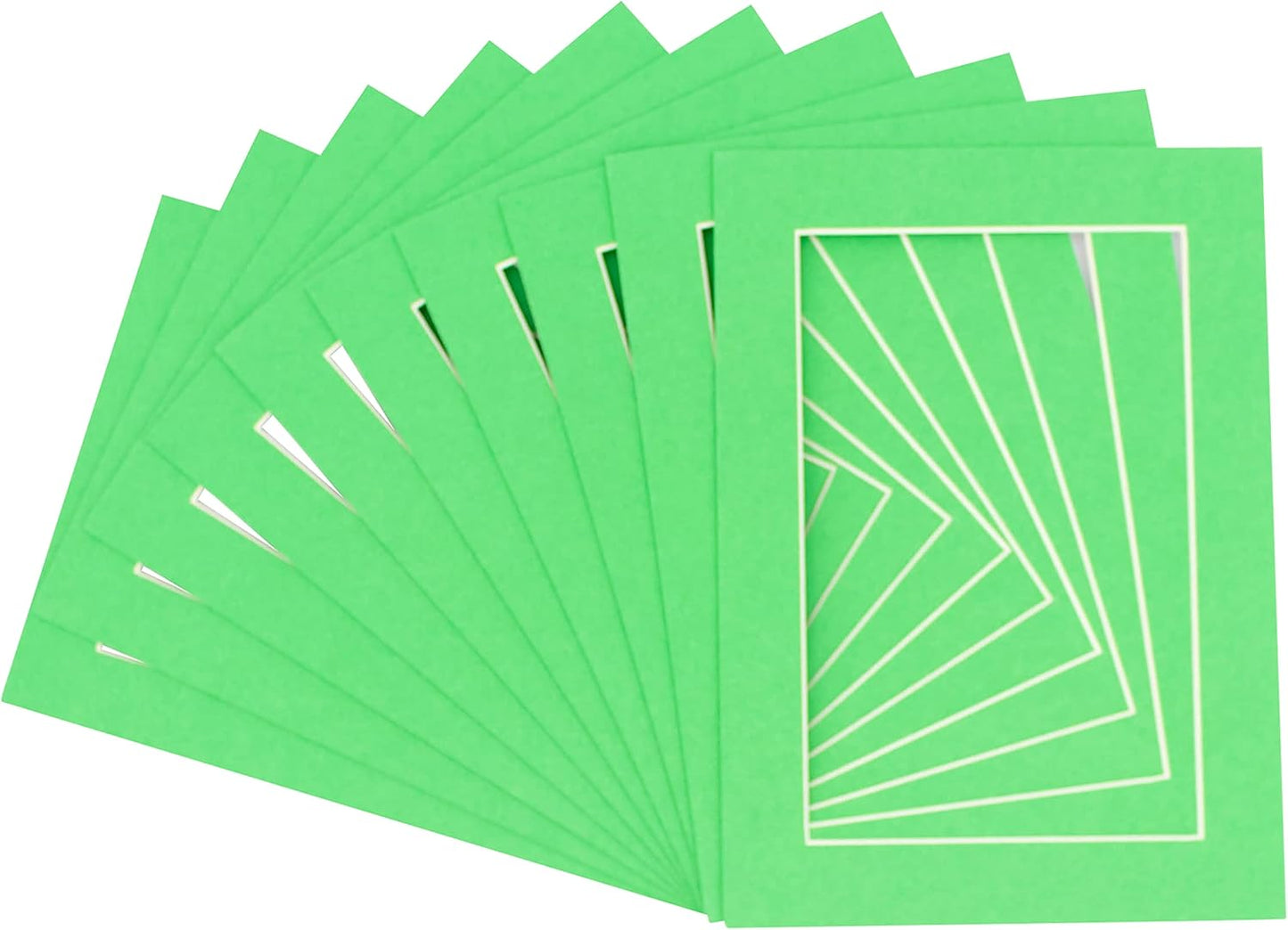 5x7 Mat for 8.5x11 Frame - Precut Mat Board Acid-Free Bright Green 5x7 Photo Matte For a 8.5x11 Picture Frame, Premium Matboard for Family Photos, Show Kits, Art, Picture Framing, Pack of 25 Mats