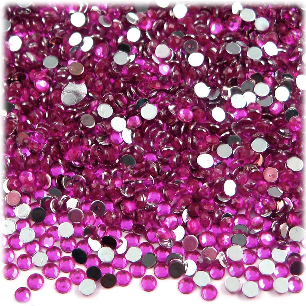 The Crafts Outlet 1,440pc Rhinestones Round 3mm (10ss) Flatback Hot Pink or Rose HPK
