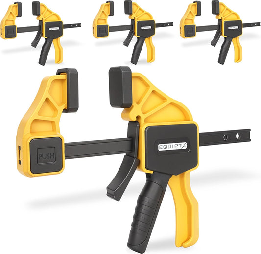 6 inch Bar Clamps for Woodworking – 4 Pack Quick Grip Clamps Set with 150 lbs Force – Wood Clamps for Gluing, Carpentry, DIY, and Metalworking (6 inch Size, 4 Pack)