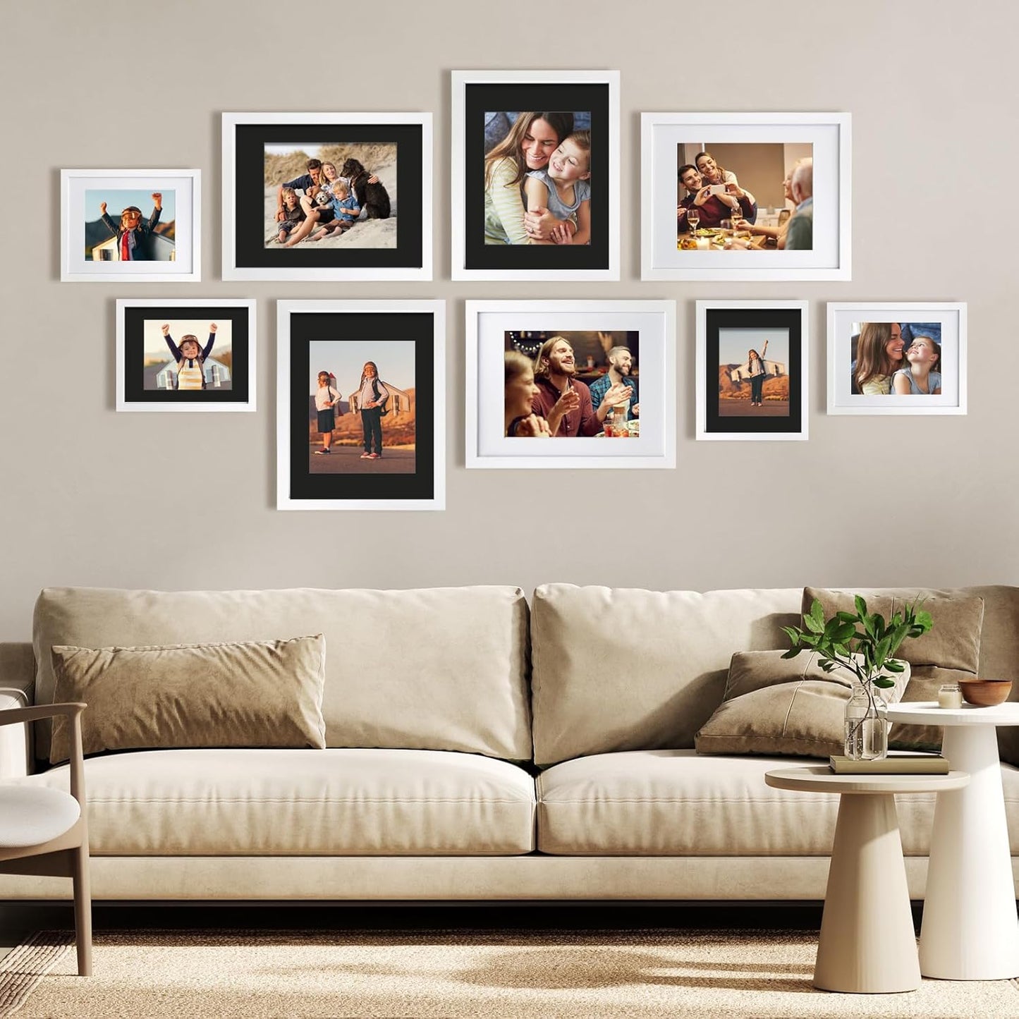 Egofine 8x10 Black Picture Mats Pack of 14, Frame Mattes for 5x7 Pictures, Acid Free, 1.2mm Thickness, with Core Bevel Cut