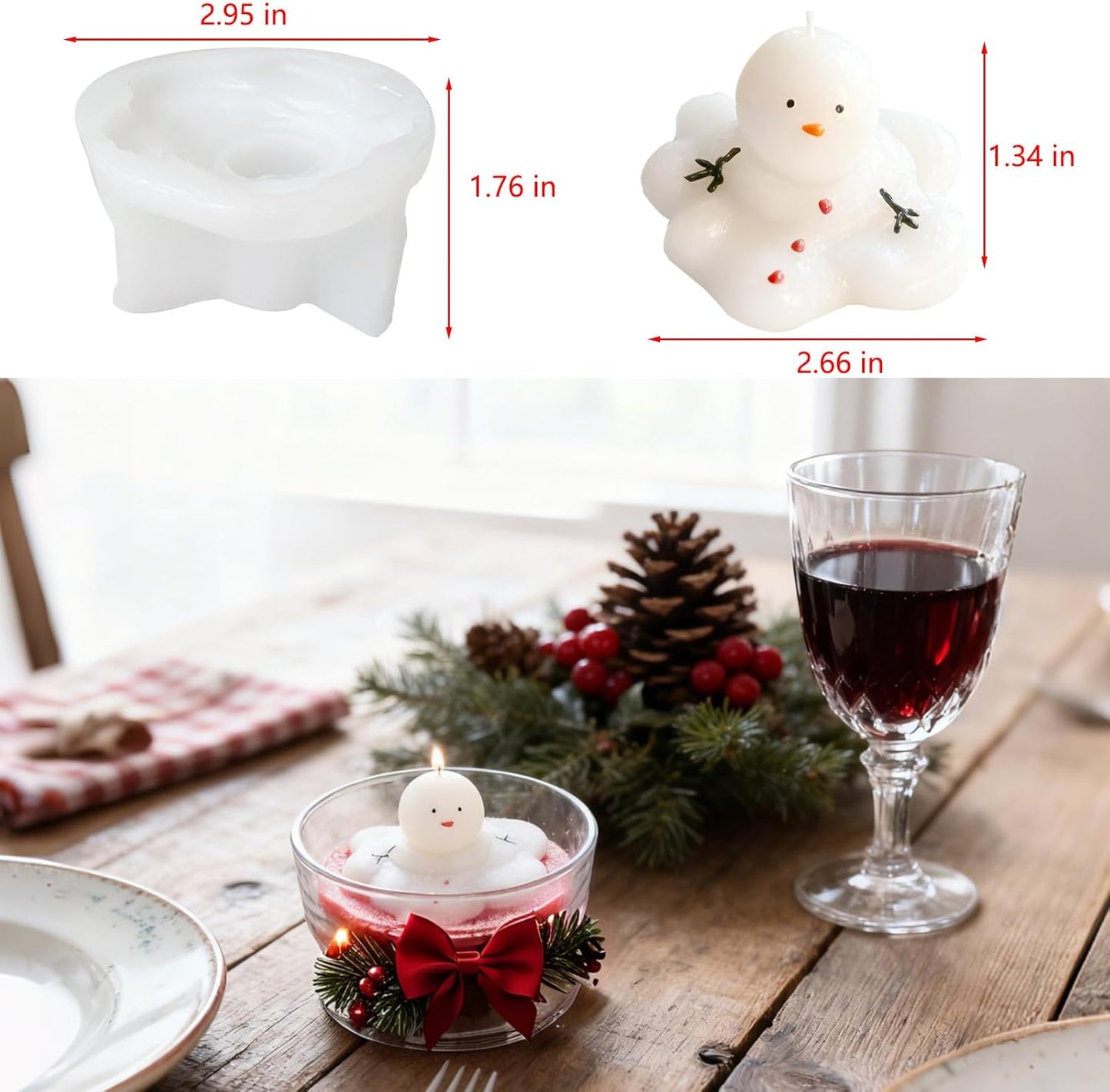 2PCS Christmas Candle Molds, Melting Snowman Christmas Resin Silicone Molds Kit, 3D Christmas Shape Silicone,Candle Silicone Mold for DIY Wax Soap