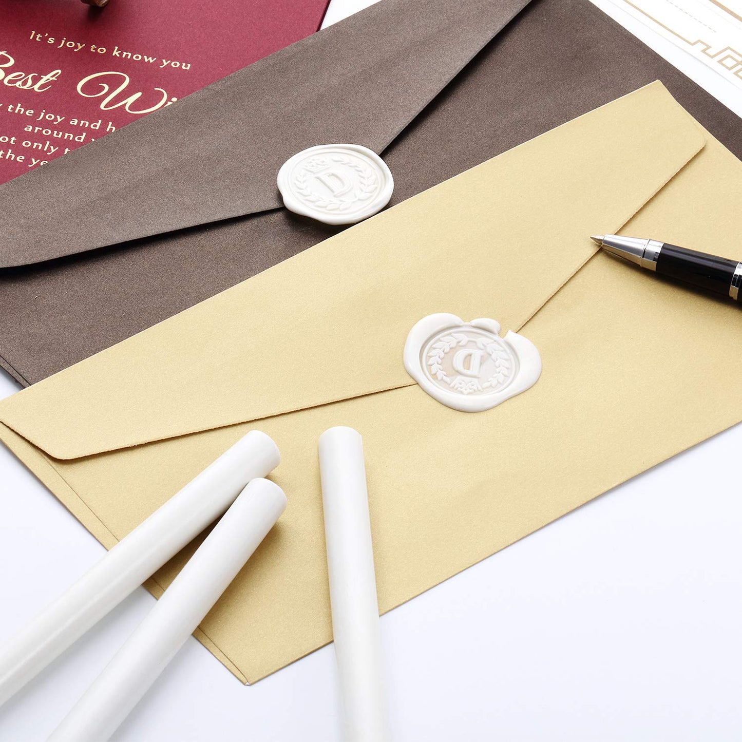 Nuanchu 15 Pcs Glue Gun Sealing Wax Sticks Retro Vintage Wax Sticks for Seal Stamp and Letter for Wedding Invitations Card Envelope Christmas Holiday Gift Ideas(Ivory White)