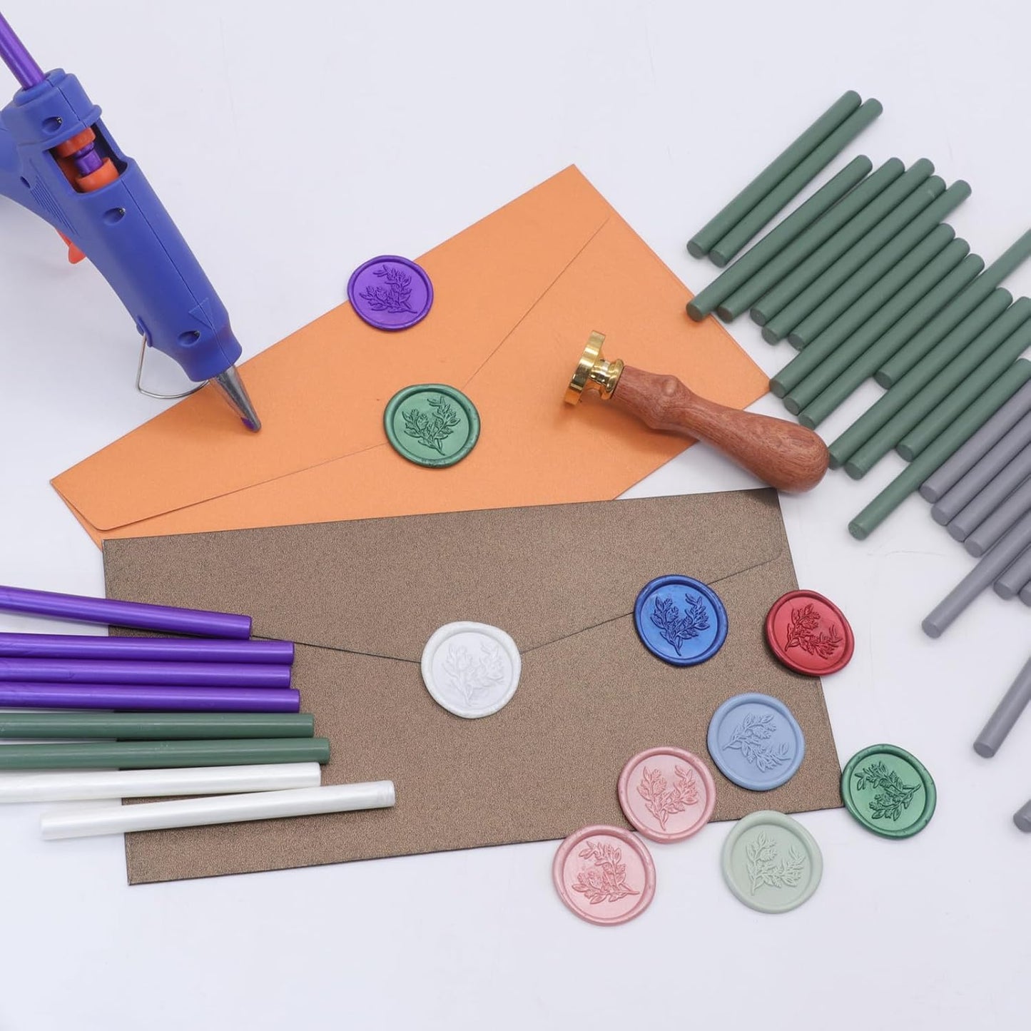 52pcs White Sealing Wax Sticks for Seal Stamp, Premium Glue Gun Sticks for Envelope Letter, Wedding Invitation Craft Adhesive, Great Gift Ideas (Mini Size)