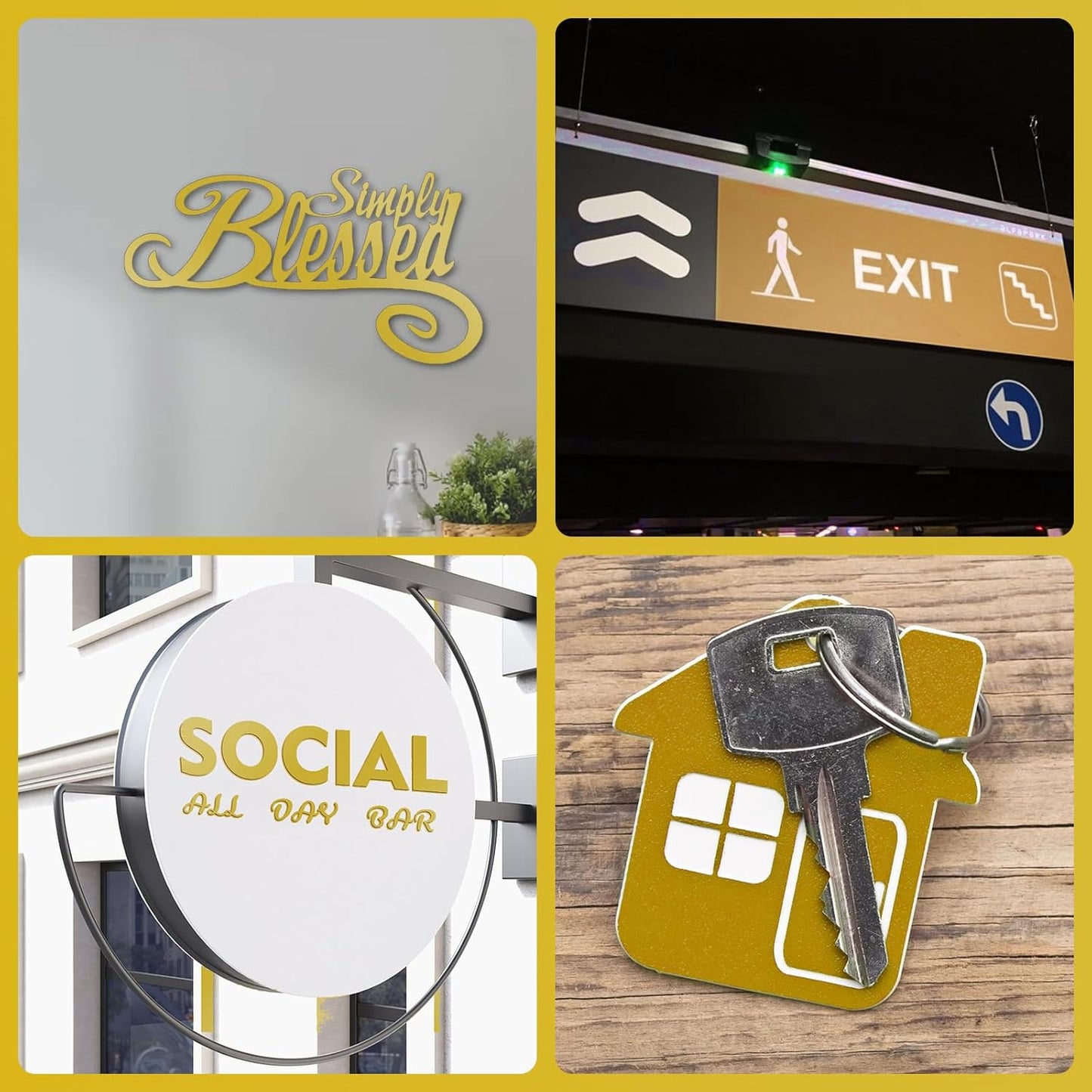 Laser Engraving Blank ABS Double Color Plastic Sheet, 11.8x6.49x0.05 inch Materials Double Color Plastic Sheet for Interior Signs, Badges, DIY Carving Pack of 12(Gold)