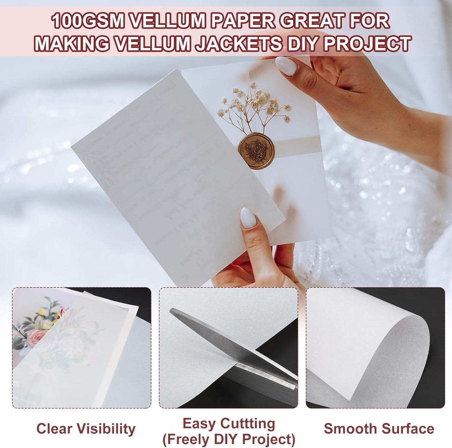 PATIKIL 30 Sheets Vellum Paper 4.25x5.5, Vellum Paper Printable Translucent Paper 100GSM Colored for Invitations Laser Inkjet Printing Card Making Crafting Wedding Tracing, Green
