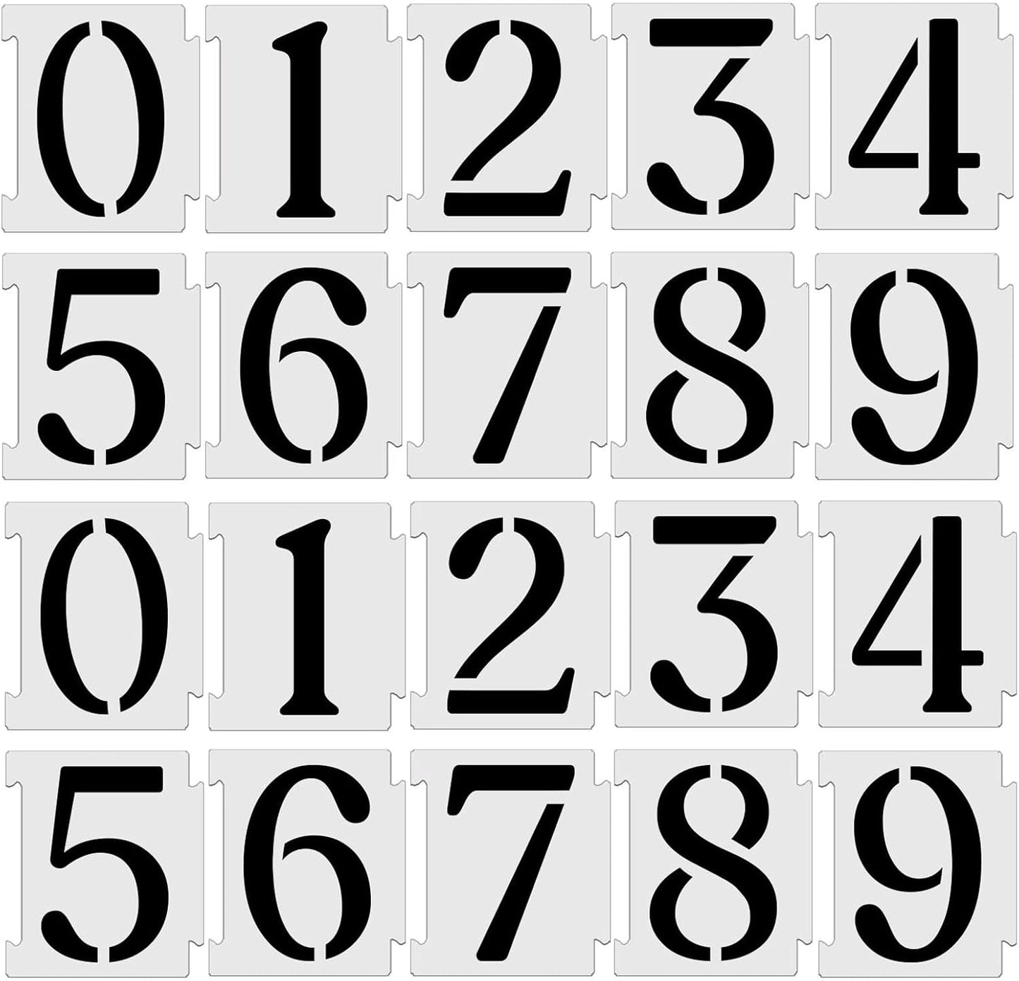 YEAJON 10 Inch Curb Stencil Kit 0-9 Address Number Stencils, 20Pcs Reusable 14 Mil Mylar Plastic Templates for Painting on Road, Wall, Wood, Mailbox