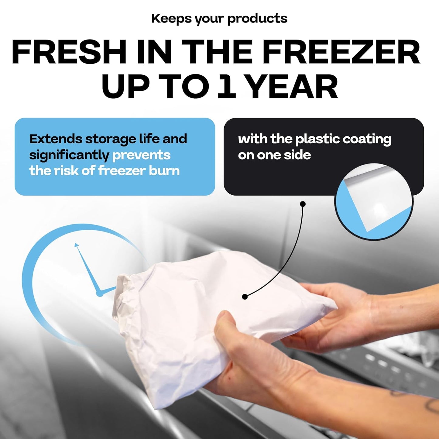 White Freezer Paper Roll 36" x 1800" (150 feet) with Cutter - USA-made Freezer Paper for Meat & Fish - Poly-Coated Food Wrapping Material for Freezing - Barrier Against Air & Moisture by IDL Packaging