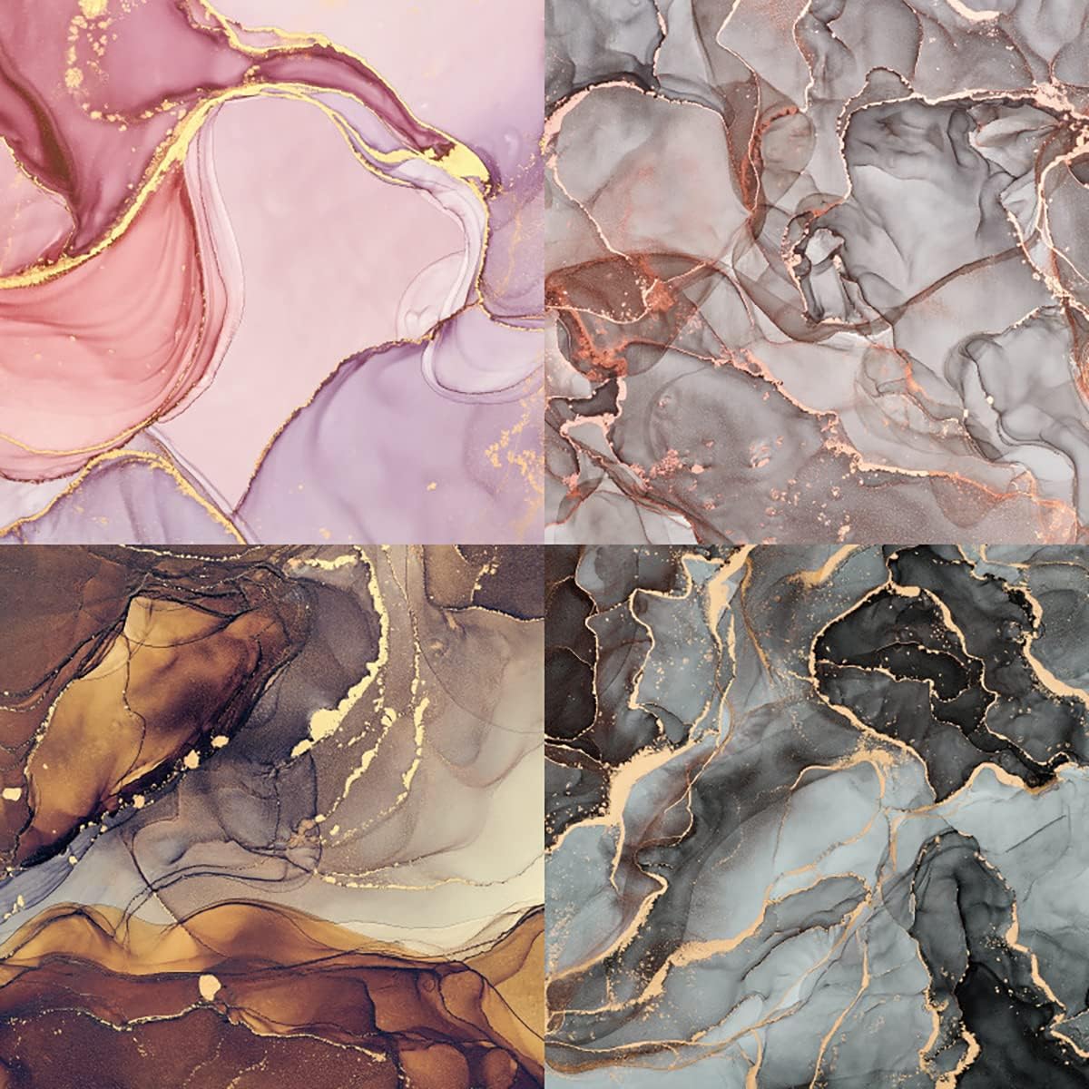 YASMEN Single-Sided Scrapbook Paper Pad, Marble Pattern Bronzing Cardstock, 6"6" Designer Themed Art Kits, Bullet Junk Journal Craft Decopodge - 24 Sheets