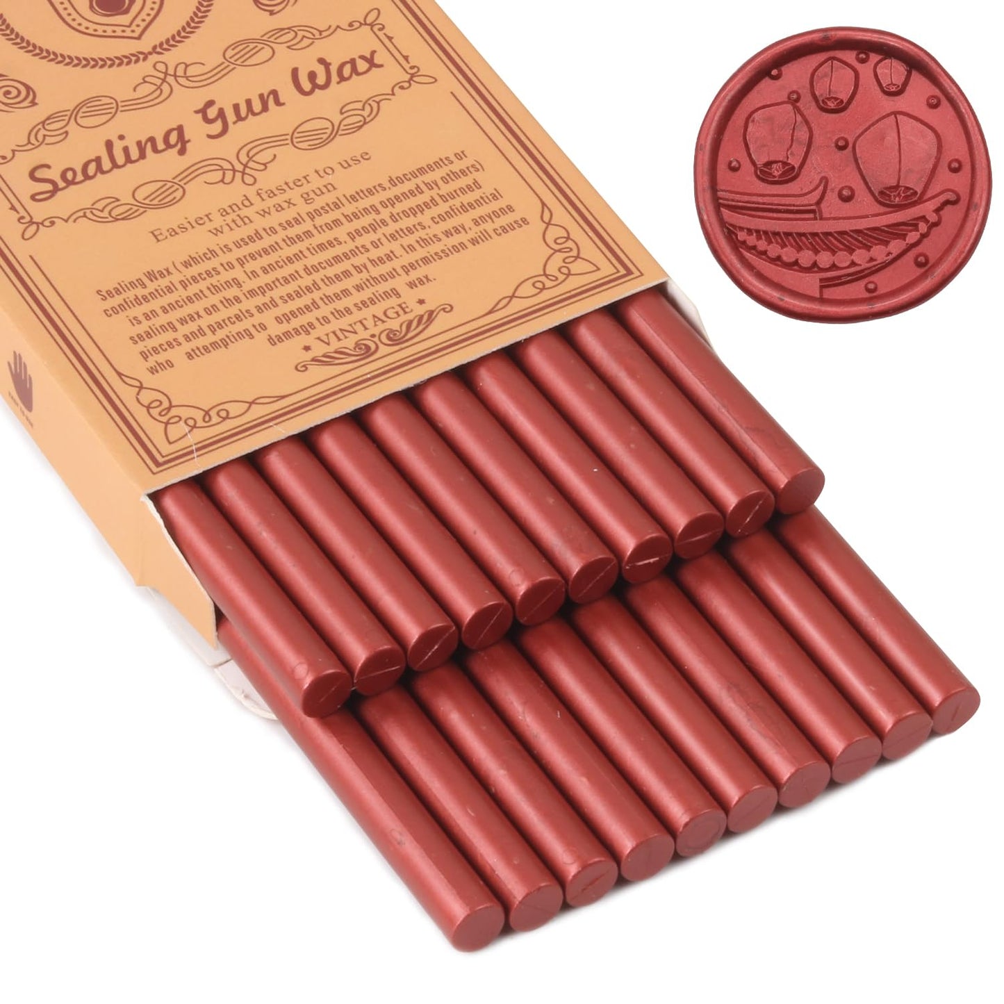 Metallic Red Sealing Wax Sticks, WASOHLING 20Pcs Glue Gun Wax Seal Sticks for Wax Seal Stamp, Wine Red Wax Seals for Christmas Wedding Invitation Envelope Letter Seals, Craft Adhesive (Mini Size)