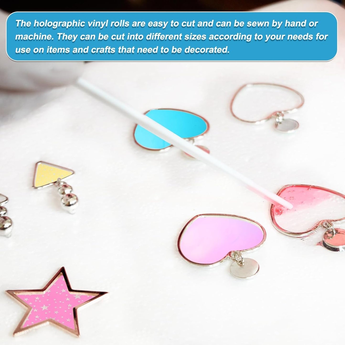 MECCANIXITY Holographic Clear PVC Vinyl Film Holographic PVC Fabric Waterproof Dichroic Film 12 x 48 Inch for Handbags Bows Earrings DIY Craft,Laser Blue Purple
